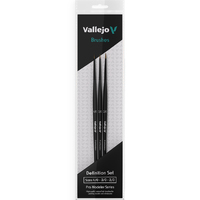 Vallejo Hobby Brushes: Pro Modeller Definition Set - Natural Hair (Sizes 4/