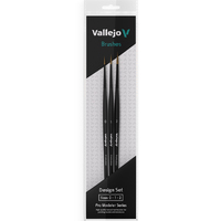 Vallejo Hobby Brushes: Pro Modeller Design Set - Natural Hair  (Sizes 0, 1