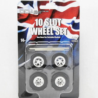 DDA AW001 10 Slot Chrome Wheels W/ Tyres And Axles (4pc)  1/24