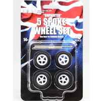 DDA AW005 5 Spoke Unpainted White Wheel W/ Tyres & Axles (4pc)  1/24