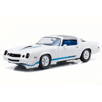 Green Light Camaro Z28 1979 White W/blue Stripes  1/18