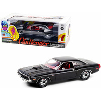 Green Light Dodge Challenger 1970 R/T 440 Black W/ Red Interior 1/18