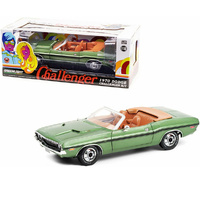 Green Light Dodge Challenger 1970 Convertible Green W/ Tan Interior 1/18