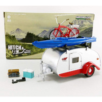 Green Light Tear Drop Caravan W/ Bike And Kayak Silver/ Red  1/24