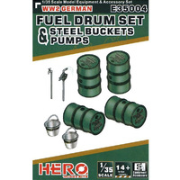 Hero WWII German German Fuel Drum Setpump Pipes & Buckets 1/35