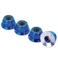 HobbyPro M4 Locknut Alum W/Flange (4) Blue