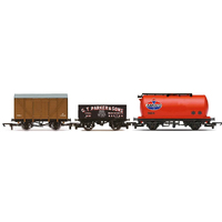 Hornby Tripple Wagon Pack Mixed Wagons With Box Van - Era 3