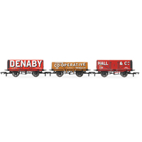 Hornby R60104 Triple Wagon Pack Denaby, Leicester Co- Op Hall & Co