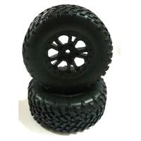 Hobby Works RC Wheels+Tyres Left+Right(pr)Black (sc)