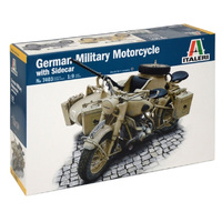 Italeri German Miltary Motorcycle With Sidecar 1/9