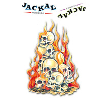 Jackal Decal Flaming Skulls Hood (Internal)