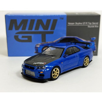 Mini GT Nissan Skyline GT-R R34 Top Secret Bayside Blue 1/64