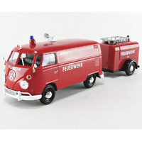 Motor Max VW Type 2 T1 Fire Truck W/ Trailer 1/24