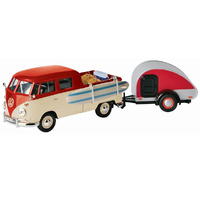 Motor Max VW Type 2 Surf Pick Up With Trailer 1/24